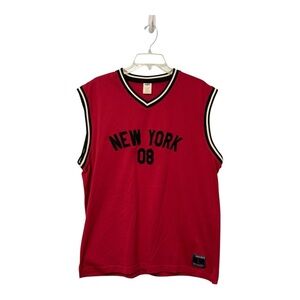 VINTAGE OLD NAVY EMBROIDERED NEW YORK 08 BASKETBALL JERSEY TANKER LARGE